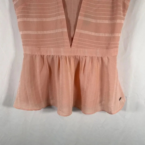 Armani Exchange Blouse Women's Small Pink Sleeveless Vneck Tie Back - Picture 3 of 9
